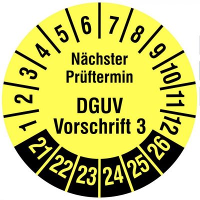 Gelbe Prüfplakette DGUV Vorschrift 3